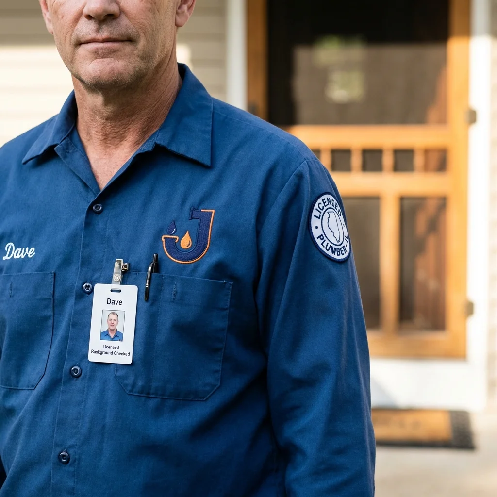 Licensed plumber showing ID badge in Soldotna, AK
