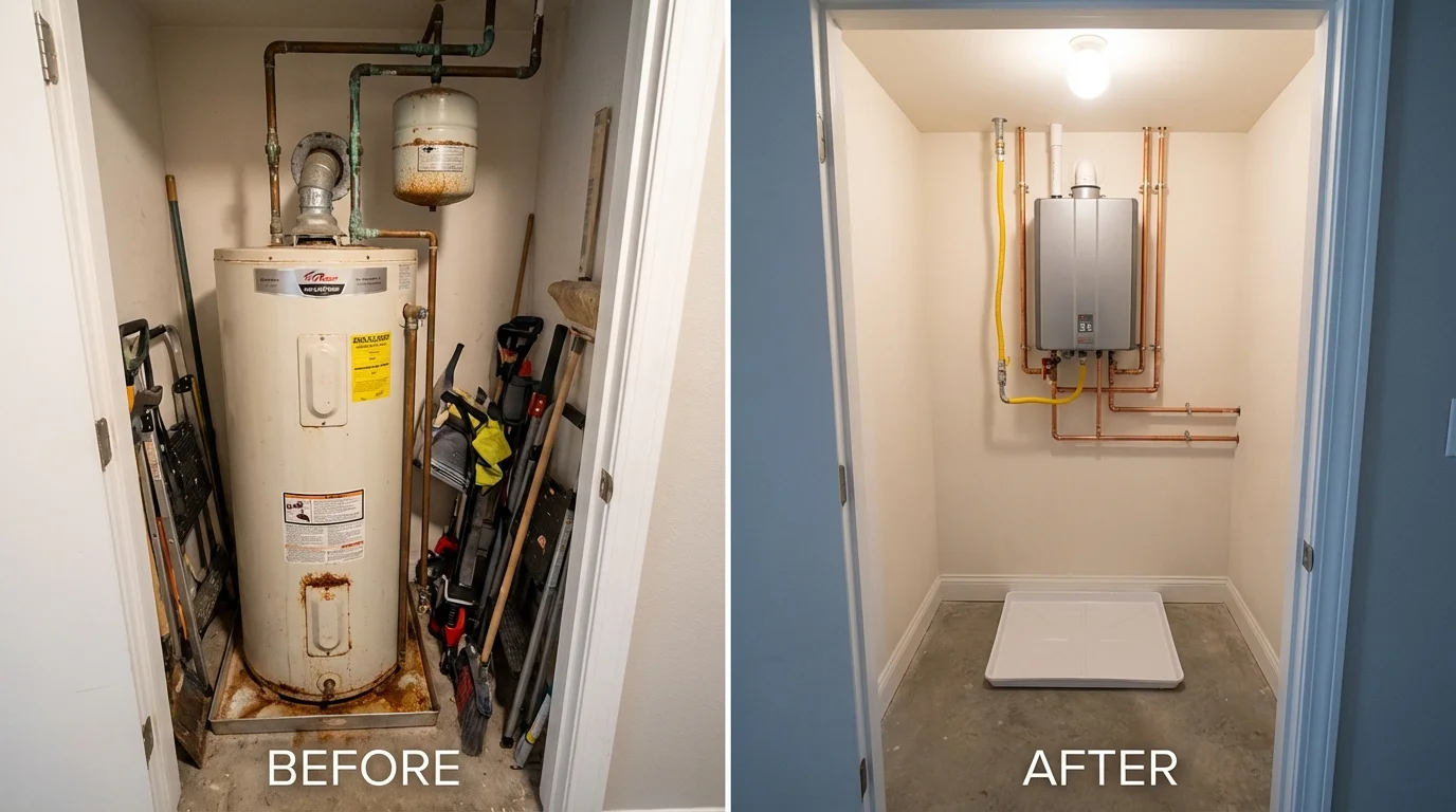 Tank water heater versus wall-mounted tankless unit comparison for Soldotna, AK homeowners