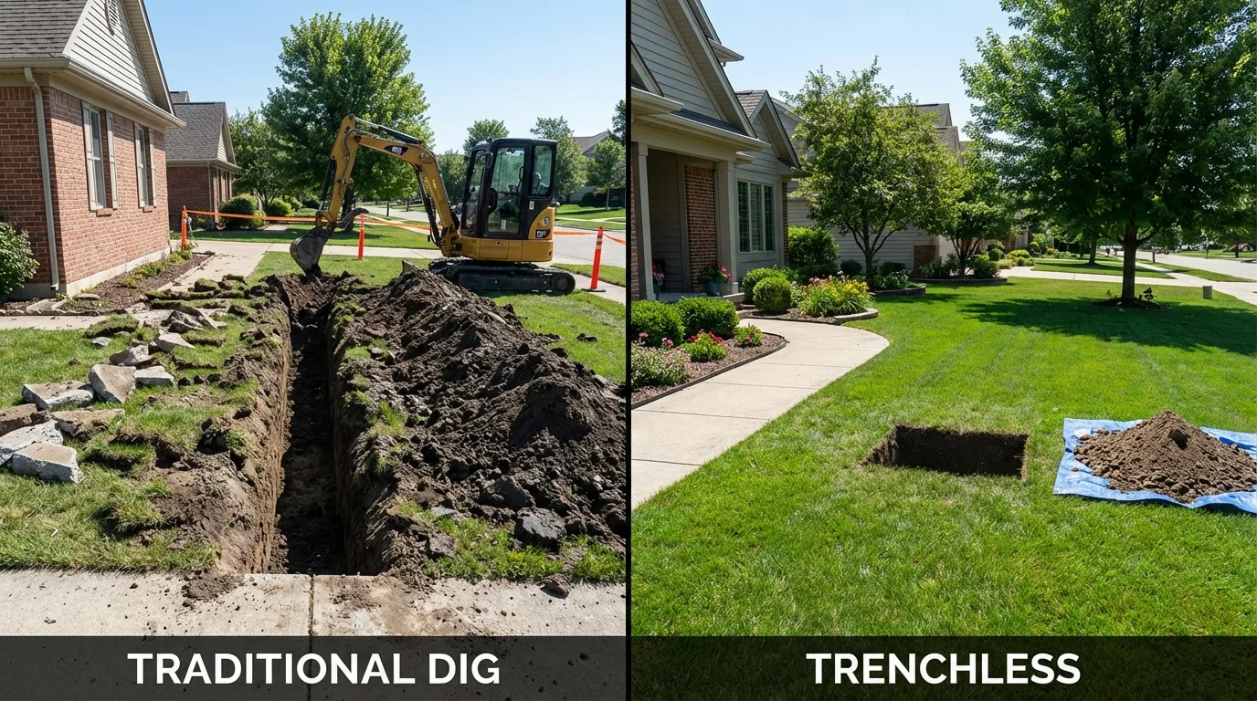 Trenchless sewer repair with minimal yard damage versus traditional excavation in Soldotna, AK